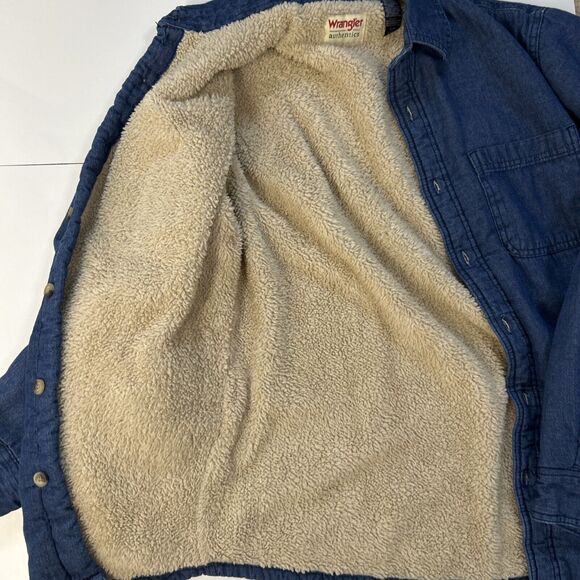 Vintage Wrangler Men’s Small Sherpa Fleece Lined Lightweight Denim Shirt Jacket - Picture 7 of 8